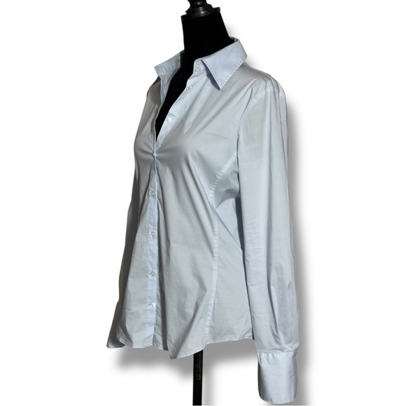 Zara Light Baby Blue Lightweight Long Sleeve Fitted Button Down Shirt - Picture 4 of 15